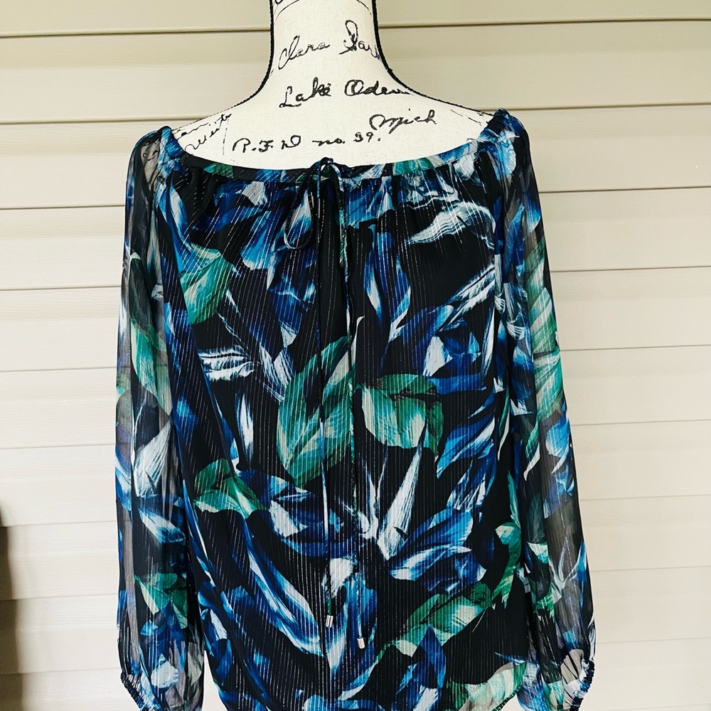 NEW $99 WHBM Off-the-Shoulder Metallic Cross-Neck Blouse - Picture 7 of 7